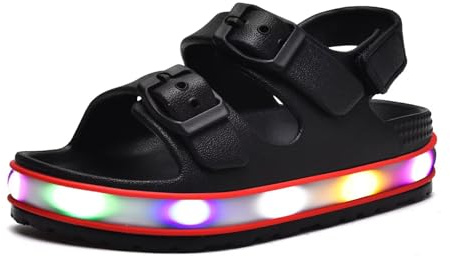 GULAKY Sandali per bambini, da ragazza, leggeri e da bagno, pantofole per bambini, per l'asilo, con chiusura a LED, con fibbia regolabile, antiscivolo, chiusura in velcro