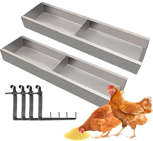 2PCS Hühnerfutterspender, 40 * 11 * 4.5cm Hühnerfuttertrog, Metallfuttertrog, Multifunktions-Hängefutterspender für Hühner, Enten, Bauernhofzucht (40 * 11 * 4.5cm)