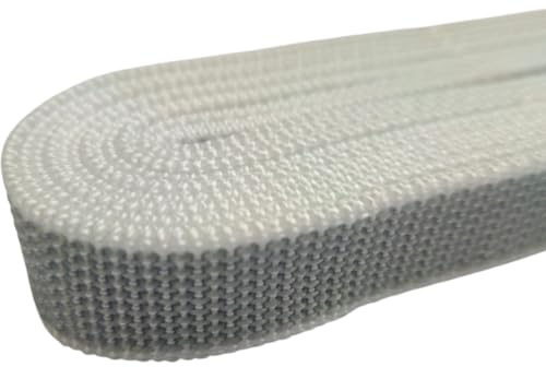 Terryshop74® Coppia Cintini per Tapparelle 22 mm x 5 m – 2 Pezzi – Colore Grigio/Bianco – Cinghia Resistente per Avvolgibili Finestre e Balconi