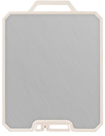 Kitchen Chopping Board, Stainless Steel Chopping Board for Meat, Double-Sided Kitchen Tool with Handle, Juice Groove and Garlic Grating for Fruit, Bread