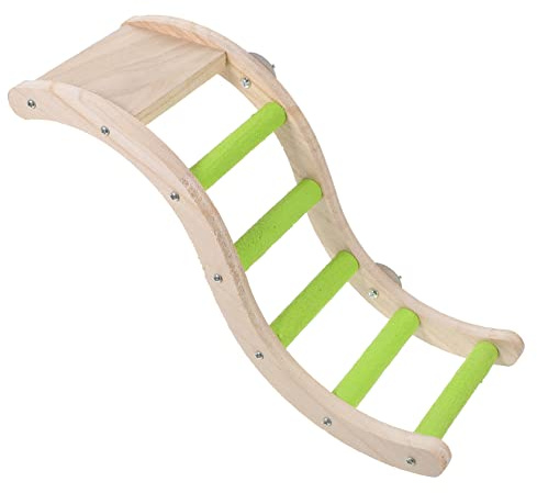 BESTonZON Escalera de Perroquet de Madera para Jaula, Juguete de Escalada para Pájaros Pequeños, Accesorios para Jaulas Verdes, Actividad Física para Periquitos y Cacatúas