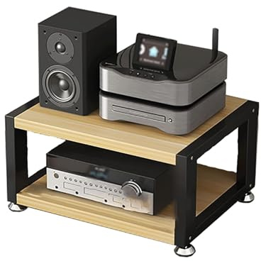 HTYUKFDG Desktop-AV-Medienständer, offener Stereoschrank, 2/3/4-stufiger Audio-Rack-Turmhalter, tragbarer HiFi-Kopfhörerverstärker-Lagerregal(Natural,50x35x23cm)