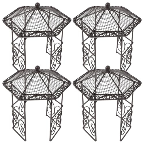 Toyvian 4pcs Dollhouse Garden Pavilion Statue Miniature Iron Pavilion Model for Fairy Garden Miniature House Furniture Micro Landscape Accessories