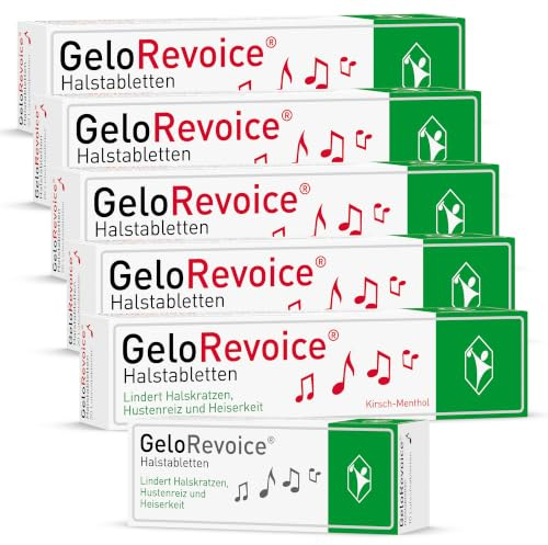 GeloRevoice Halstabletten Kirsch-Menthol: Lindert Halskratzen, Hustenreiz und Heiserkeit, lang anhaltende Linderung auch bei Halsschmerzen, Schluckbeschwerden und Räusperzwang, 5 x 20 Stk + 1x10 Stk