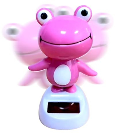 Générique Décorations de Tableau de Bord - Figurine Grenouille Hochement de Tête - Ornement Oscillant Énergie Solaire pour Automobile RV Véhicule Habitacle