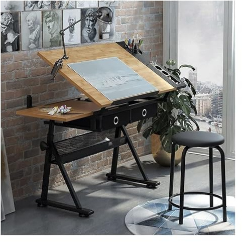 KEuLen Zeichentisch, Architektentisch, Schreibtisch, Neigbare Tischplatte for Malen, Zeichnen, Künstlerschreibtisch, Aquarellmalerei, Skizzierarbeitsplatz