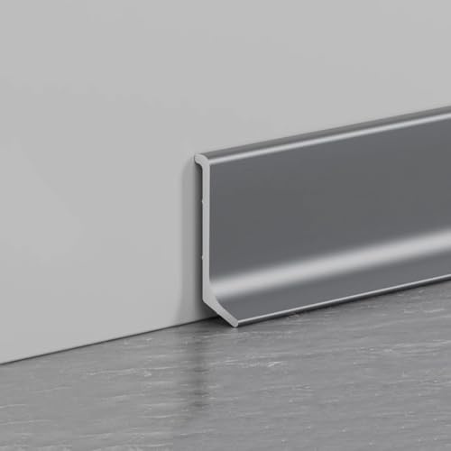 Battiscopa in alluminio, 4 pezzi, 125 cm, base in metallo, modanatura, facile da installare e pulire, decorazione per la casa (grigio gentleman, 6 cm)