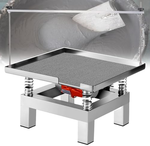 HCAUYNN Mesa de vibración hormigón Mini 35x35 cm, pequeño Banco de Pruebas vibratorio de Acero Inoxidable, Plataforma compactadora 10 kg para Laboratorio, almacén, Taller 13.8in+Fixedbracket