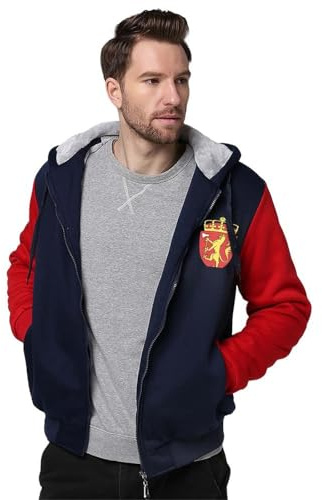 GOYMFKM Thickened Fleece Hoodie Jacket For Men - Autumn Winter Hoodies with Zipper, Norwegian Coat of Arms Flag Print, Long Sleeve Full Zip Up Cardigan Jackets Sweatshirts