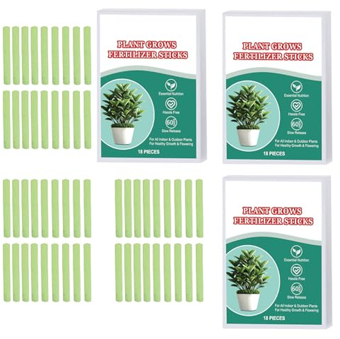 54PCS Plant Food Spikes, Slow Release Plants Fertilizer Sticks, Plants Nutrition Bar Fertilizer Spikes, Rooting Growth Plant Food Spike, for Potted, Houseplants, Garden Vegetable, Succulents