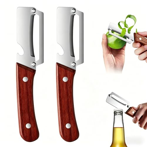 2Pcs Multifunctional Vegetable Peeler with Extra-Sharp Stainless Steel Blade, 2-in-1 Single-Blade Peeler for Potatoes, Fruits, and Vegetables,Beer Opener