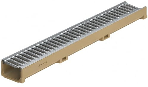 Canaletta di Scolo Acqua Piovana SELF100 in Calcestruzzo Polimerico | 100 x11,8 cm con Griglia Zincata – Drenaggio Acqua Piovana per Garage, Interrati, Cortili – Griglia a Scatto Anti-Movimento