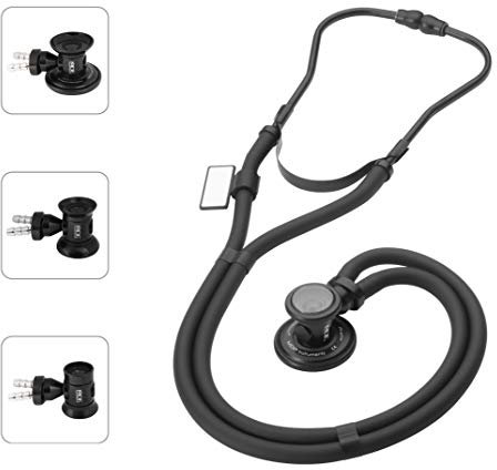 MDF Sprague Rappaport Dual Head Stethoscope with Adult, Pediatric, Black Tube, Infant Convertible chestpiece, MDF767BO