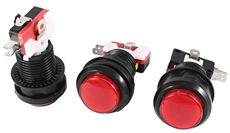 sourcing map 3x Pulsador Interruptor Momentáneo Montaje en Panel de 3 Polos SPDT COM NC NO 100-240V, Rojo
