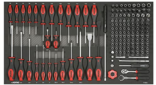SONIC 114602 - Set di 146 cacciaviti e bussole SFS Jumbo, 1/4, 146 Pezzi
