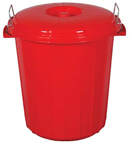 S&MC Gardenware Small 50L / 70L Coloured Plastic Bin Outdoor Rubbish Dustbin Animal Feed Seed Storage (50L, Red)