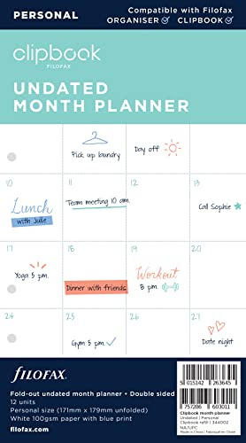 Filofax 344000 Terminplaner, Clipbook Personal Kalender 1 Woche auf 2 Seiten undatiert