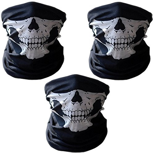 1/2er/3er – Set Multifunktionstuch | Schlauchtuch | Sturmmaske | Bandana | Totenkopf Halstuch Skelettmaske für Motorrad Fahrrad Ski Paintball Gamer Karneval Kostüm Skull Maske
