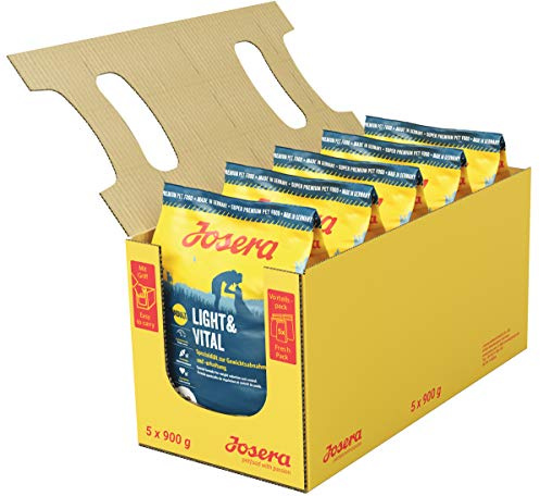 JOSERA Light & Vital (5X 900 g) | Trockenfutter für Erwachsene Hunde | Adult | Huhn & Erbse | Premiumfutter mit wenig Fett & viel Protein zur Gewichtskontrolle | leicht verdaulich | weizenfrei