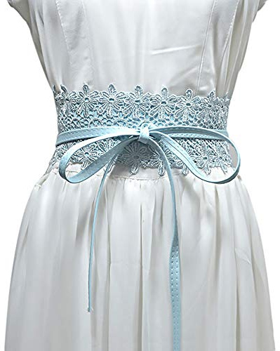 Cheerlife Damen Vintage Gürtel mit Spitze Blumen Breiter Taillengürtel Hüftgürtel zum Binden Wickelgürtel