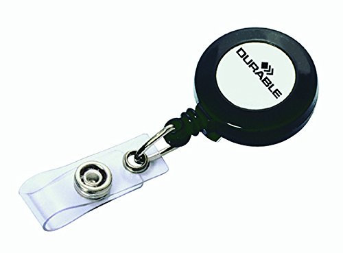 DURABLE Ausweishalter, mit Druckknopf, ausziehbar auf: 80 cm, anthrazit (10 Stück), Sie erhalten 1 Packung á 10 Stück