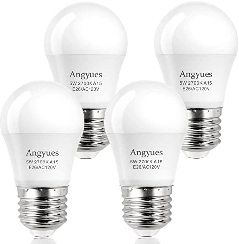 Angyues LED Bulb 120V 40W Equivalent Light Bulb, A15 LED Bulb Warm White 2700K Energy Saving Bulb, E26 Medium Screw Base Suitable for Domestic Bulbs 4 Pack