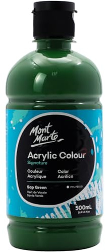 Mont Marte Acrylfarbe Grün – 500ml – Saftgrün – Ideal für Acrylmalerei – Brillante Lichtechte Farbe mit großer Deckkraft