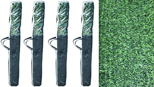 ADO - Seto Artificial Decorativo Verde tupido ignífugo de 3 Metros de Largo x 1 Metro de Altura. con 90 Varillas y 80% ocultación (4- Rollos seto 3x1)