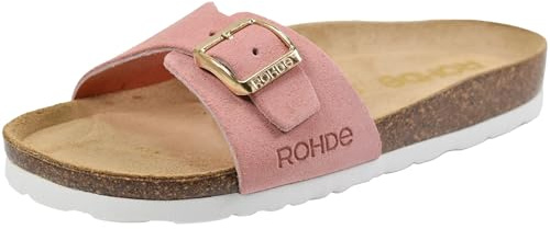 Rohde Damen Pantolette Leder Tieffußbett Schnalle Alba 5589, Größe:39 EU, Farbe:Pink