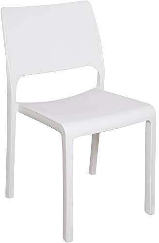 Dmora - Stapelbarer Monoblock-Stuhl, Made in Italy, weiße Farbe, Maße 52,50 x 82 x 46,50 cm