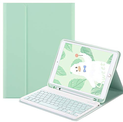 QYiiD Funda con Teclado para iPad Mini 5/ Mini 4 / Mini 3 / Mini 2 / Mini 1, Funda Protectora Delgada con Ranura de Lápiz, Teclado Inalámbrico Desmontable QWERTY Layout, Verde
