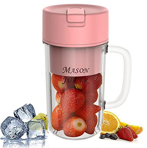 Tragbarer Mixer Smoothie maker to go, Standmixer Elektrischer Mini 500ml, USB Wiederaufladbarer, Entsafter und mixer in einem gerät, 6 Klingen, für Zuhause Büro Reisen Fitnessstudio Personal Blender