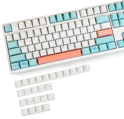 Noel GMK - Teclas MOLGRIA PBT de sublimación de tinte de perfil de cerezo con teclas de suplemento para teclado mecánico, diseño ISO/ANSI (ES ISO)