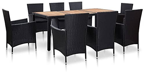vidaXL Gartenmöbel Set 7-TLG. mit Auflagen Gartengarnitur Sitzgarnitur Sitzgruppe Gartenset Gartentisch Gartenstuhl Tisch Stühle Poly Rattan Schwarz