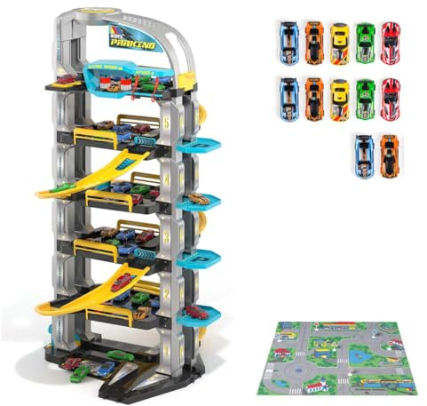 Parking de Juguete Future 6 Plantas con 10 Coches + Tapiz