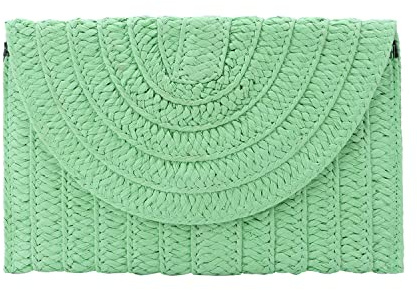 Syrads Pochette in paglia per donna Pochette estiva Pochette da spiaggia Pochette da spiaggia Borsa da spiaggia,Verde