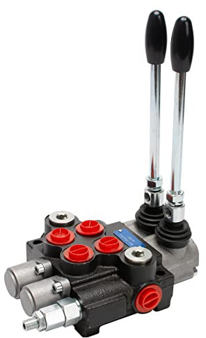 INPANOLS Válvula de control hidráulica con joystick, 2 bobinas 11GPM válvula direccional hidráulica para divisores de troncos, cargadores de tractores