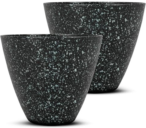 SG Traders Plastic Plant Pots Flower Pot with Drainage Holes, Garden Planters for Outdoor, Plant Containers for Home, Stylish Glossy Design Garden Flowers Pot, Set of 2, 30cm Outdoor Flower Pots