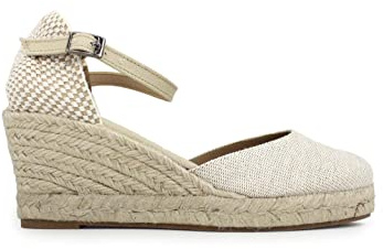 Espadrillas Valenciane con zeppa a 5 corde e chiusura a fibbia (date a mano in Spagna), diaspro, 39 EU