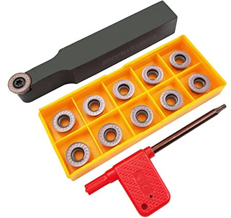 ASZLBYM 11pcs RPMT1204MOE R6 Plaquettes de Fraisage en Carbure Indexables Fraise à Lame avec 5/8/16mm SRDPN1616H12 Porte-Outil de Fraisage en Carbure Indexable Outils de Coupe de Tour à Métal