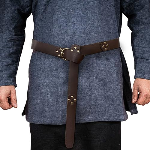 Mittelalter PU Leder Ring Gürtel Wikinger Gürtelschnalle Retro Renaissance Ledergürtel Nieten Gürtel Halloween Karneval Rittergürtel Männer Frauen Kriegergürtel Kostüm Zubehör für LARP Cosplay