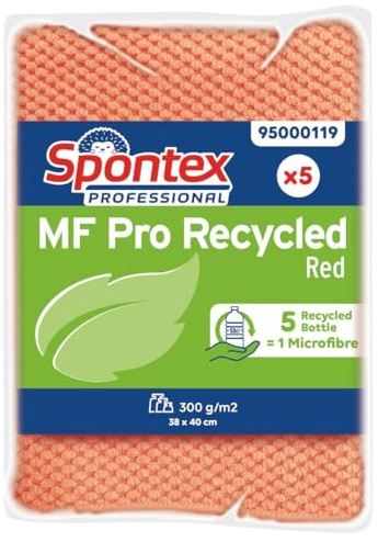 Spontex MF Pro Mikrofasertuch, recycelt, Rot, 5 Stück