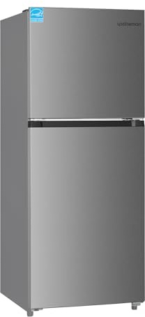 Upstreman 11.6 Cu.Ft. Double Door Refrigerator in Stainless Steel with Large Capacity Top Freezer, Frost Free, Adjustable Thermostat Control, Apartment Refrigerator with Freezer, ENERGY STAR