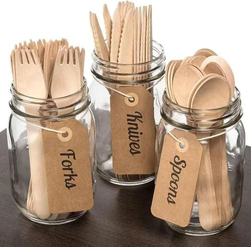 HOT BARGAINS 100 x Wooden Spoon 16cm | Disposable Cutlery Set | Biodegradable, Compostable & Plastic-Free Utensils | Ideal for Wedding, Party, BBQ, Picnic, Catering & Event Use (100pcs X Spoon)