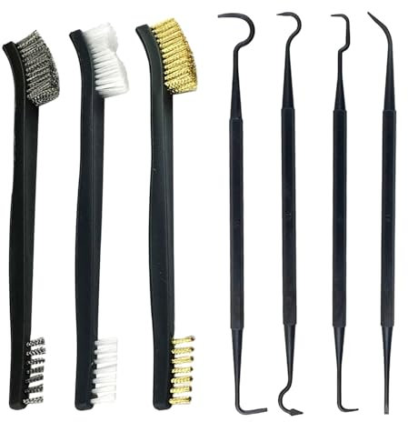 Juego de 3 Cepillos Especiales de Limpieza de Doble Cabezal Con 4 Ganchos, Alambre de Acero, Cobre y Nailon - Mini Herramientas