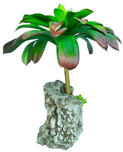 Artificial fake plants, ceramic simulation rockery, artificial bonsai plastic fake tree,Long Stem Paulownia Art Succulents, suitable for home decoration, desktop furnishings, office farm decoration