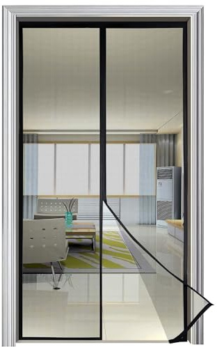 Zanzariera Magnetica Porta Finestra 90x220 Nero, Protezione dalle Zanzare con Zanzariere Porta Finestra Magnetica