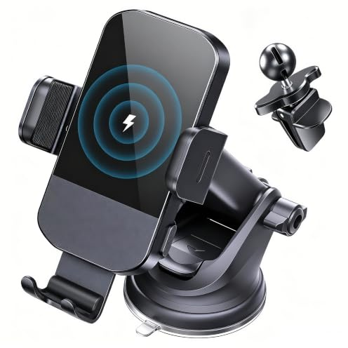 Wireless Car Charger, 15W Fast Charging Automatic Car Wireless Charger Phone Holder Mount with Auto Clamping for iPhone 15 Pro Max/16/14 Pro/13/12/XS/XR/X and Galaxy S23 Ultra/S22+/S21/Note 20