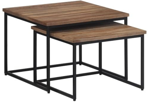 CIADAZ Satztische 2 STK. Massivholz Teak, Coffee Table, Beistelltisch Set, Couchtisch, Satztische Fürs Wohnzimmer, Wohnzimmer Tisch, Kleine Tische Wohnzimmer - 358536