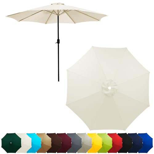 2m/2.7m/3m, Sonnenschirm Ersatzbezug, 6 Arme/8 Arme, UV-Schutz Ampelschirm Bezug Wasserdicht Schirmbezug Sonnenschirm Ersatzteile für Garten, Pool und Strand (2.7m-8 Rippen,Beige)